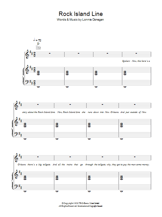 Lonnie Donegan Rock Island Line sheet music notes and chords. Download Printable PDF.