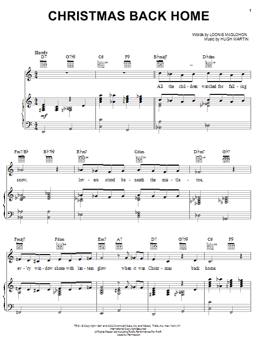 Loonis McGlohon Christmas Back Home sheet music notes and chords. Download Printable PDF.