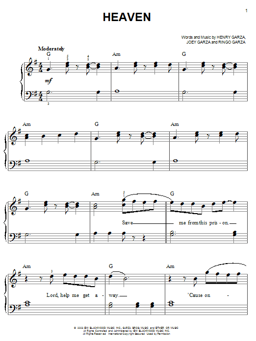 Learn to play Los Lonely Boys Heaven sheet music for Easy Piano in minutes. Price: 6.9900$ Los Lonely Boys Heaven sheet music notes and chords arranged for Easy Piano