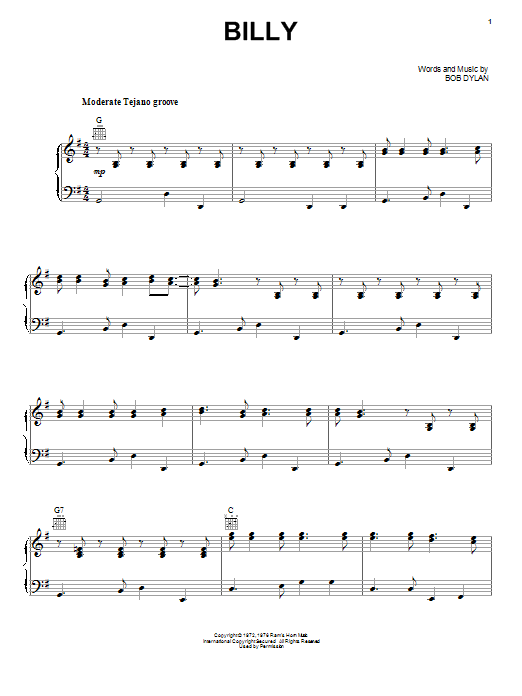 Los Lobos Billy sheet music notes and chords. Download Printable PDF.