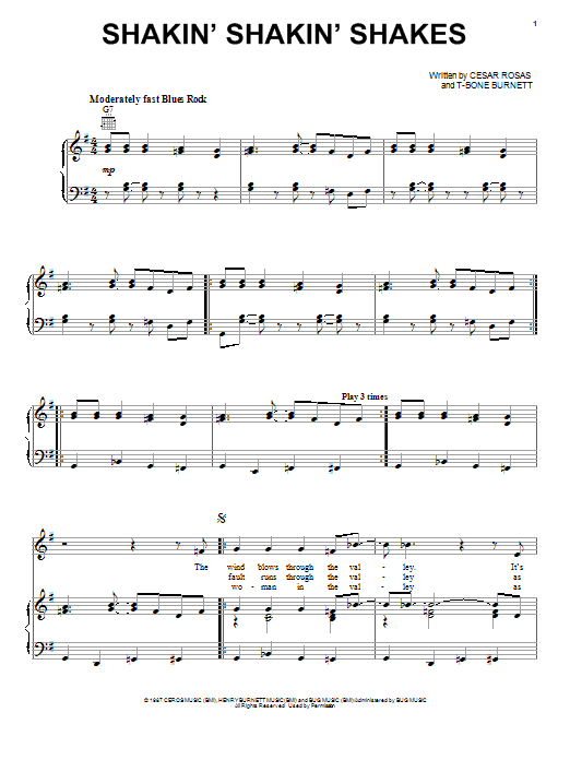 Los Lobos Shakin' Shakin' Shakes sheet music notes and chords. Download Printable PDF.