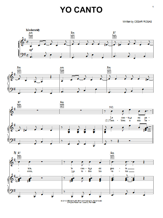 Los Lobos Yo Canto sheet music notes and chords. Download Printable PDF.