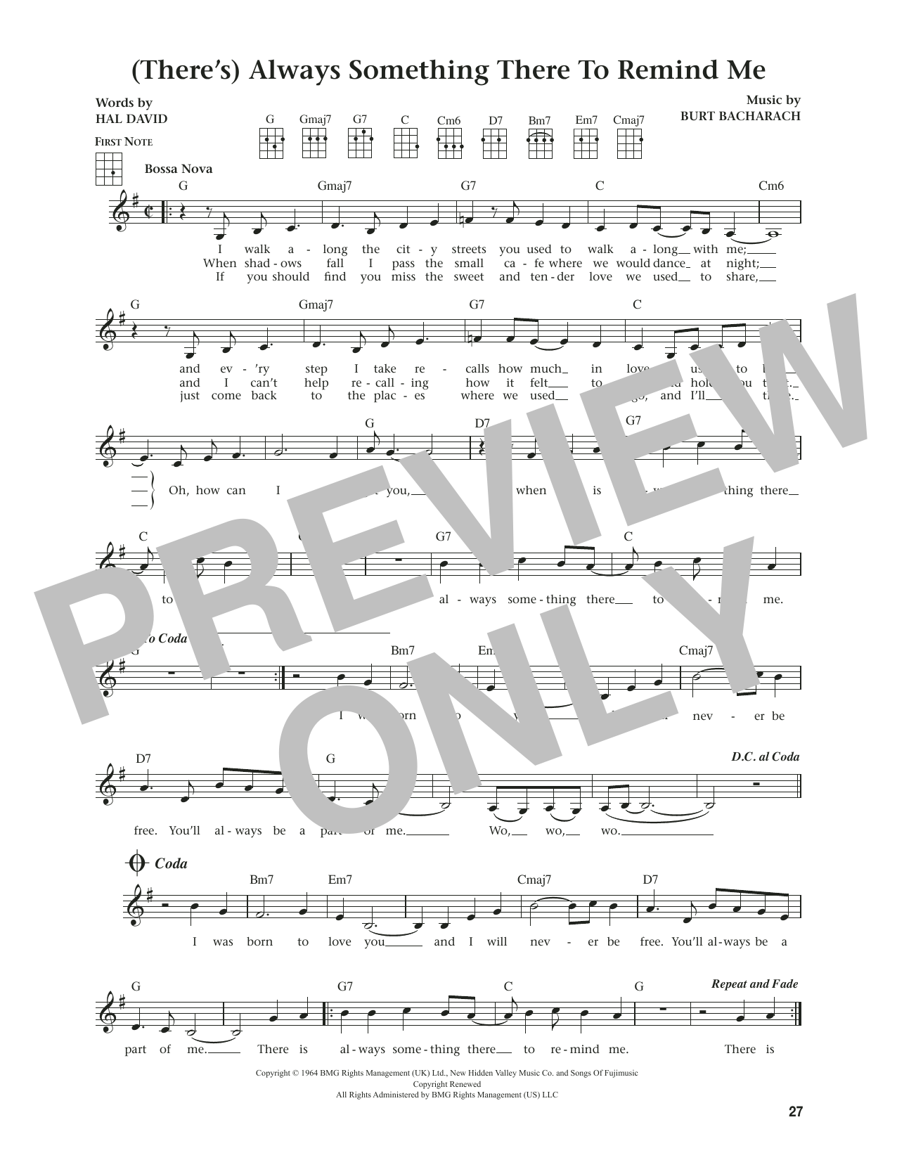 Lou Johnson (There's) Always Something There To Remind Me (from The Daily Ukulele) (arr. Jim Beloff) sheet music notes and chords. Download Printable PDF.