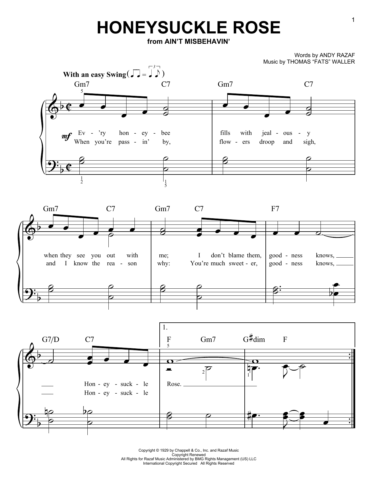 Louis Armstrong Honeysuckle Rose sheet music notes and chords. Download Printable PDF.