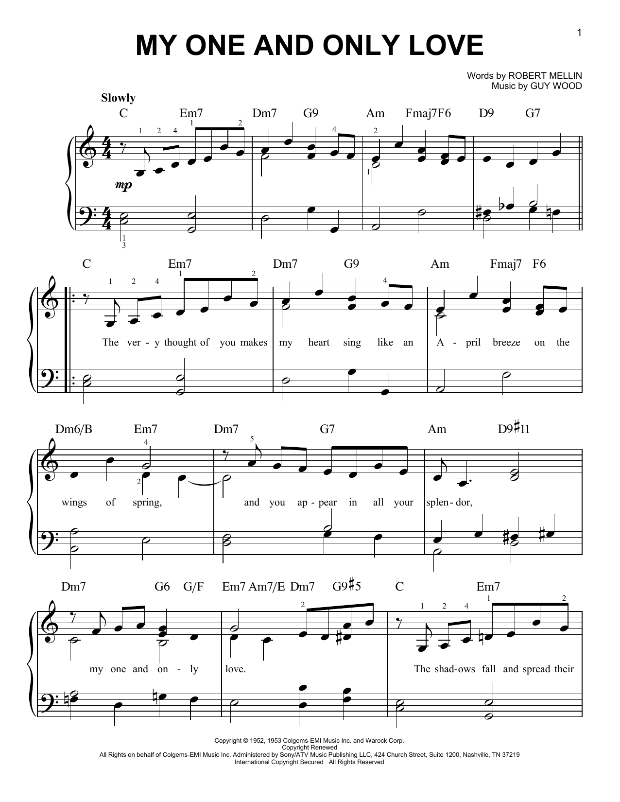 Louis Armstrong My One And Only Love sheet music notes and chords. Download Printable PDF.