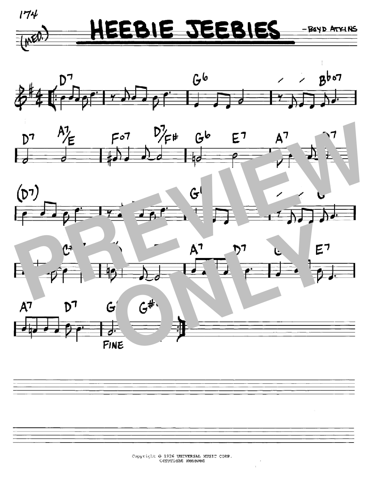 Louis Armstrong Heebie Jeebies sheet music notes and chords. Download Printable PDF.