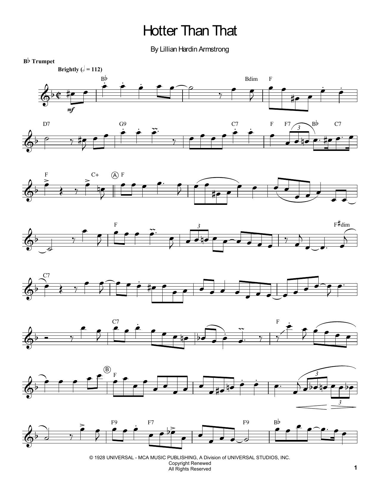 Louis Armstrong Hotter Than That sheet music notes and chords. Download Printable PDF.