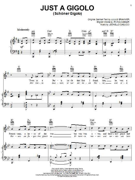 Learn to play Louis Armstrong Just A Gigolo sheet music for Real Book – Melody, Lyrics & Chords in minutes. Louis Armstrong Just A Gigolo sheet music notes and chords. Download Printable PDF.