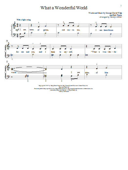 Carolyn Miller What A Wonderful World sheet music notes and chords arranged for Educational Piano