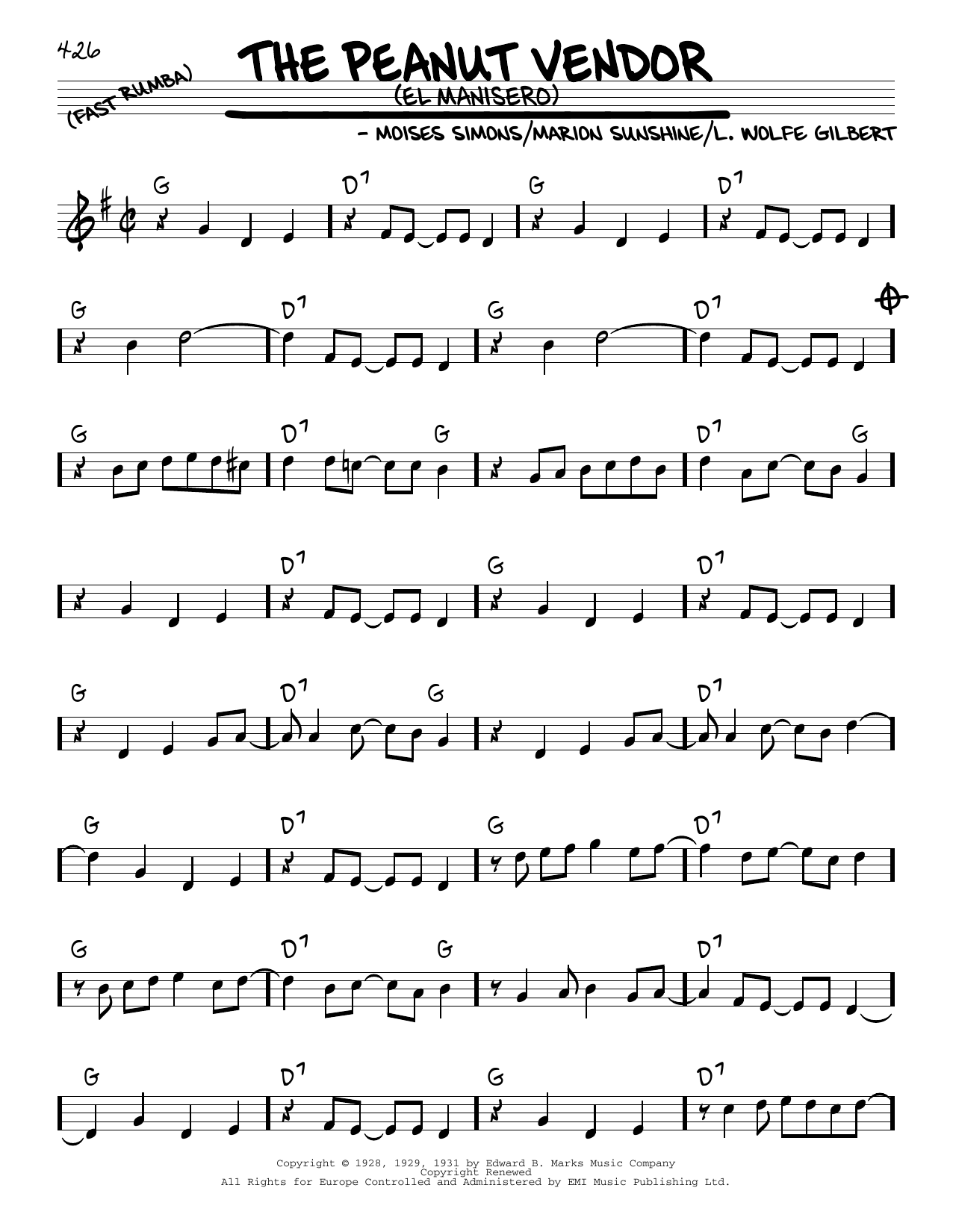 Learn to play Louis Armstrong & His Orchestra The Peanut Vendor (El Manisero) sheet music for Real Book – Melody & Chords in minutes. Louis Armstrong & His Orchestra The Peanut Vendor (El Manisero) sheet music notes and chords. Download Printable PDF.