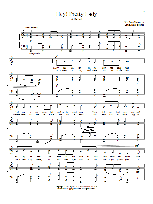 Learn to play Louis James Boulter Hey! Pretty Lady sheet music for Piano & Vocal in minutes. Price: 6.9900$ Louis James Boulter Hey! Pretty Lady sheet music notes and chords arranged for Piano & Vocal