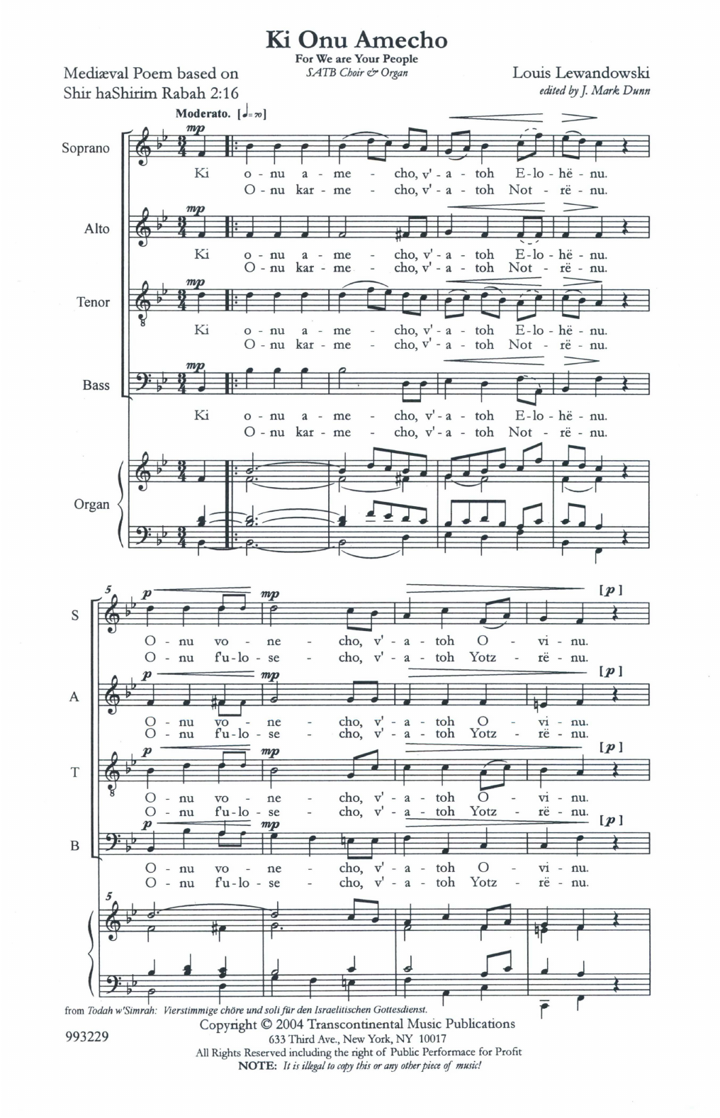 Learn to play Louis Lewandowski Two Settings of Ki Onu Omecho sheet music for SATB Choir in minutes. Price: 3.9900$ Louis Lewandowski Two Settings of Ki Onu Omecho sheet music notes and chords arranged for SATB Choir