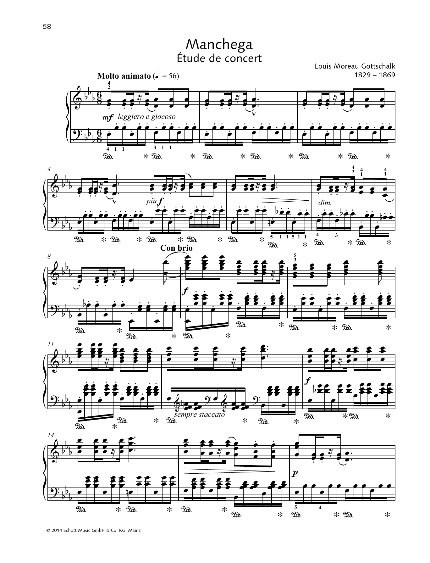 Louis Moreau Gottschalk Manchega sheet music notes and chords. Download Printable PDF.