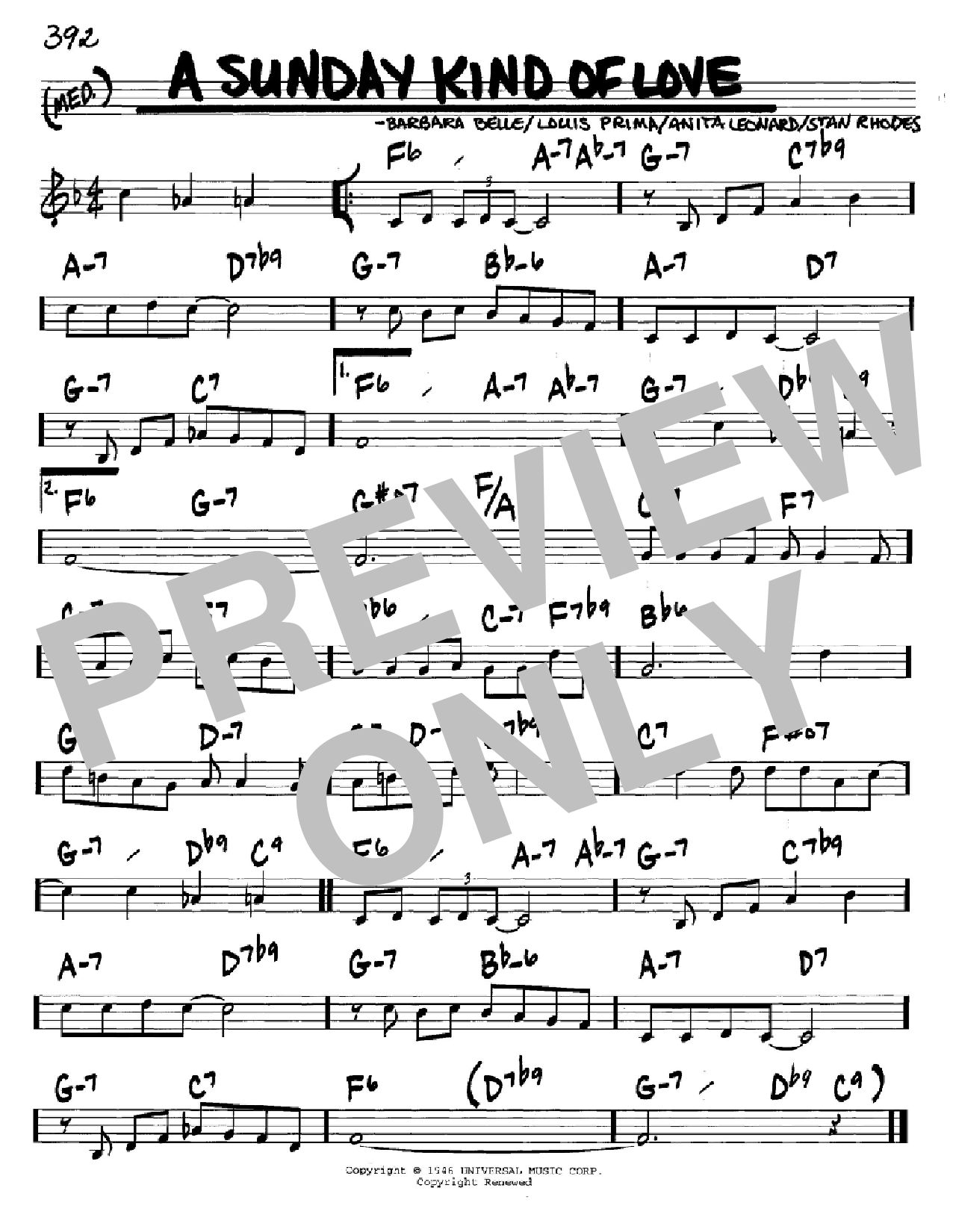 Learn to play Louis Prima A Sunday Kind Of Love sheet music for Real Book – Melody & Chords – Eb Instruments in minutes. Price: 4.9900$ Louis Prima A Sunday Kind Of Love sheet music notes and chords. Download Printable PDF.