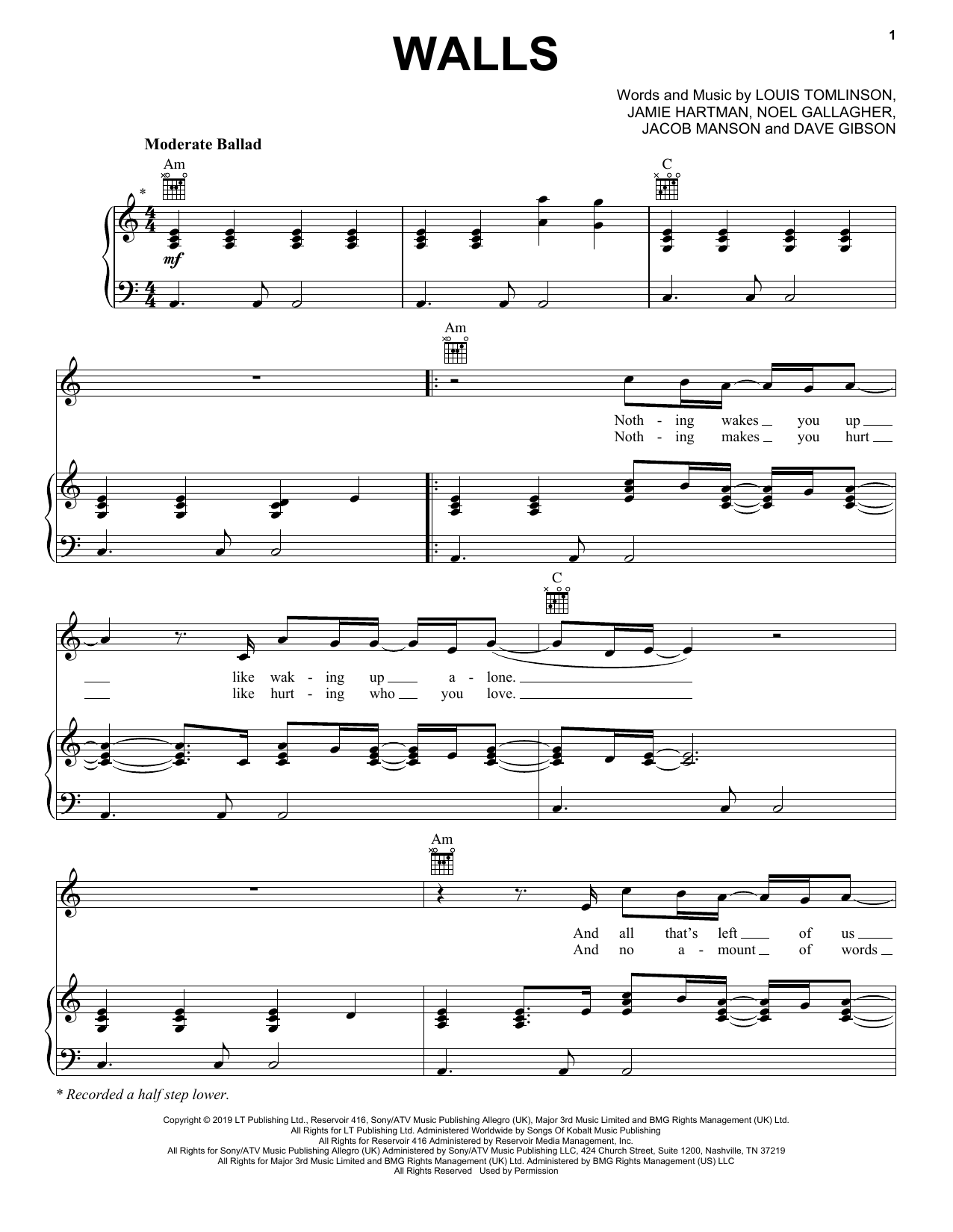 Defenceless - Louis Tomlinson Sheet music for Piano (Solo)