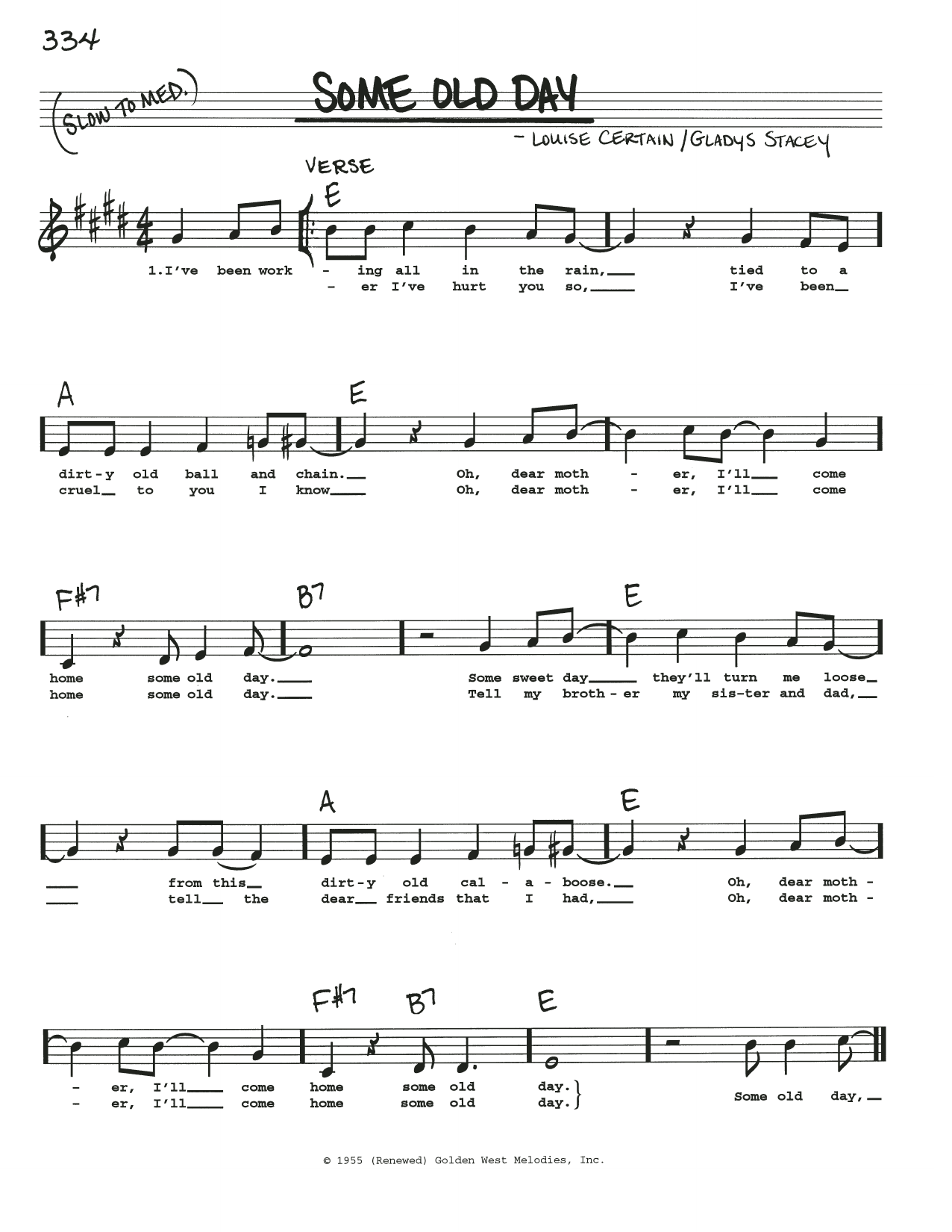 Louise Certain Some Old Day sheet music notes and chords. Download Printable PDF.