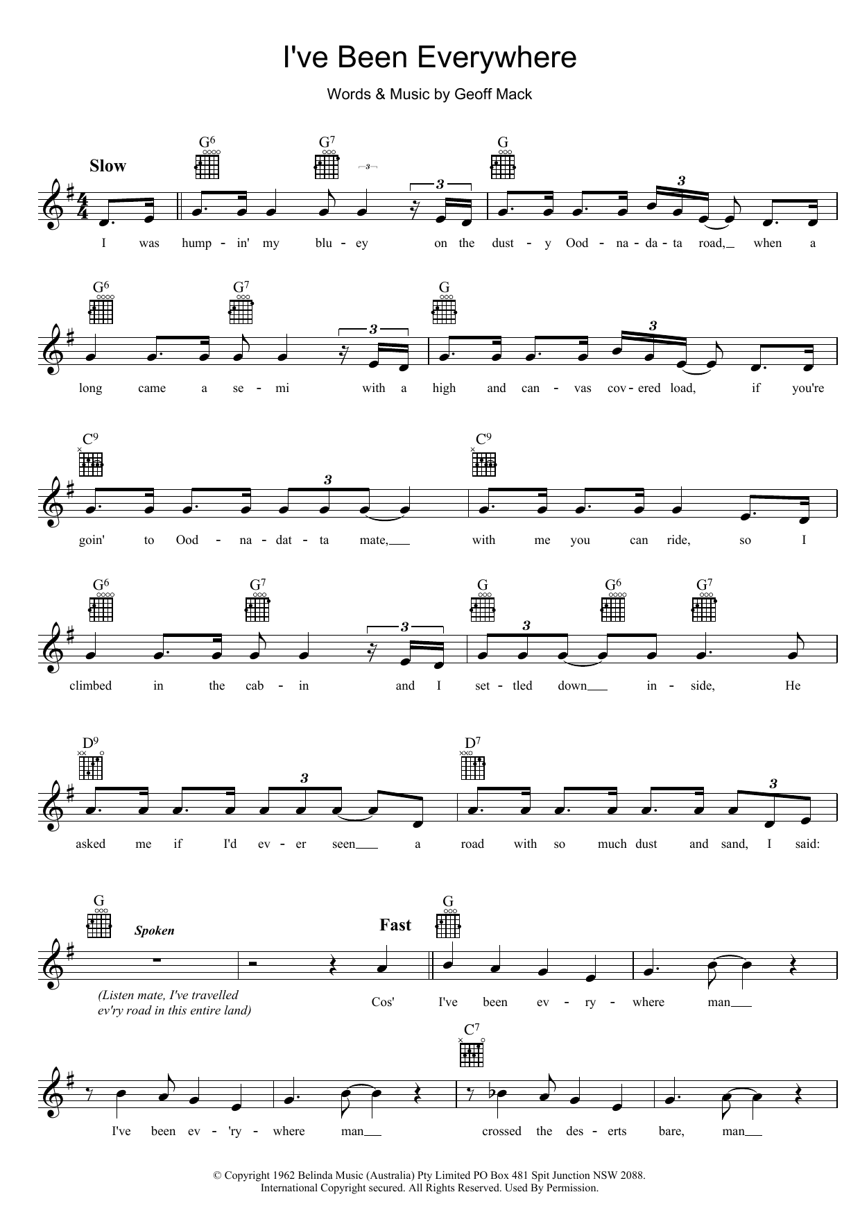 Learn to play Lucky Starr I've Been Everywhere sheet music for Lead Sheet / Fake Book in minutes. Price: 5.9900$ Lucky Starr I've Been Everywhere sheet music notes and chords arranged for Lead Sheet / Fake Book