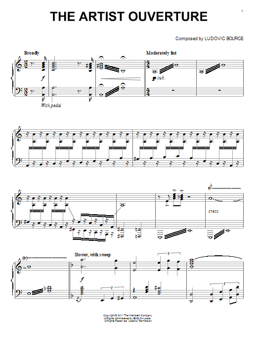 Ludovic Bource The Artist Ouverture sheet music notes and chords. Download Printable PDF.