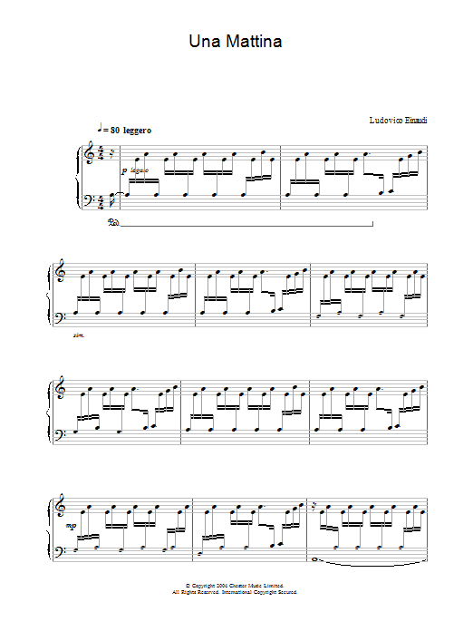 Ludovico Einaudi Una Mattina sheet music notes and chords - Download Printable PDF and start playing in minutes.