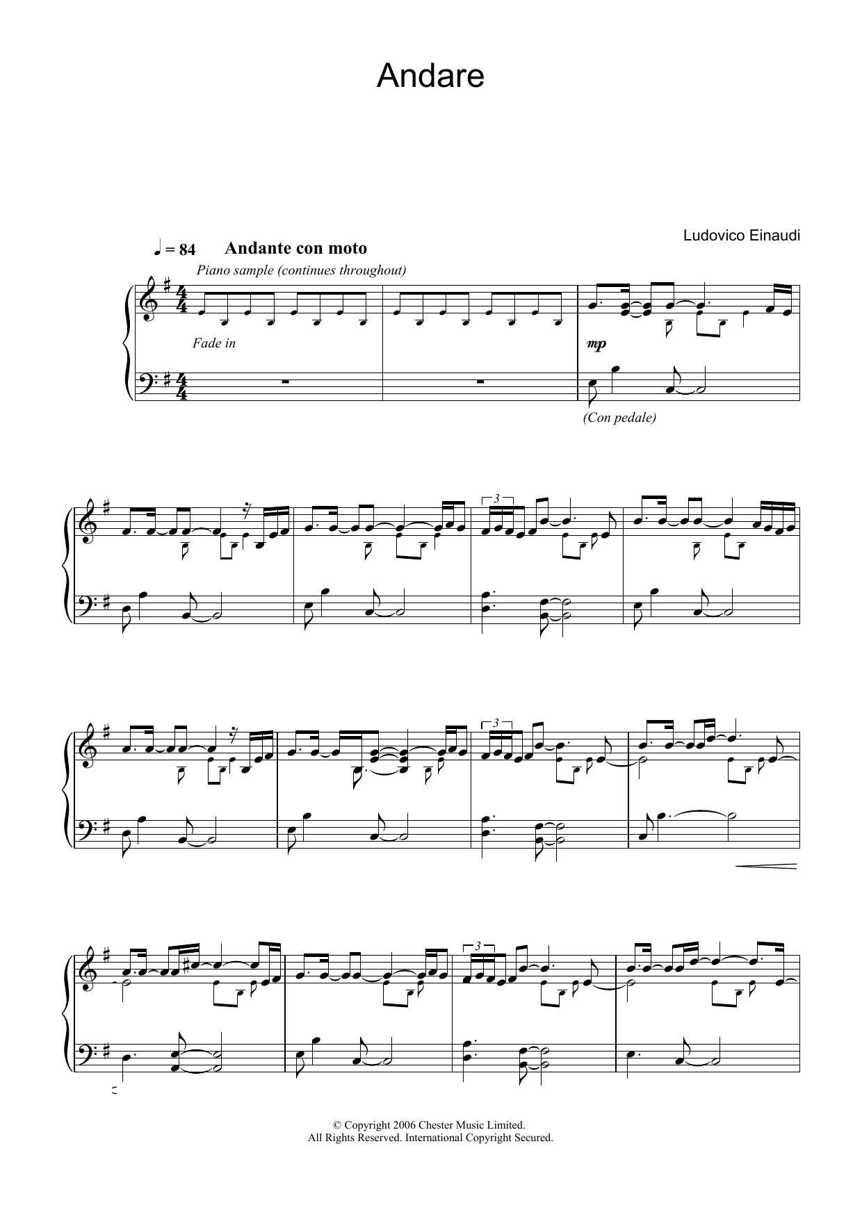 Ludovico Einaudi Andare sheet music notes and chords. Download Printable PDF.