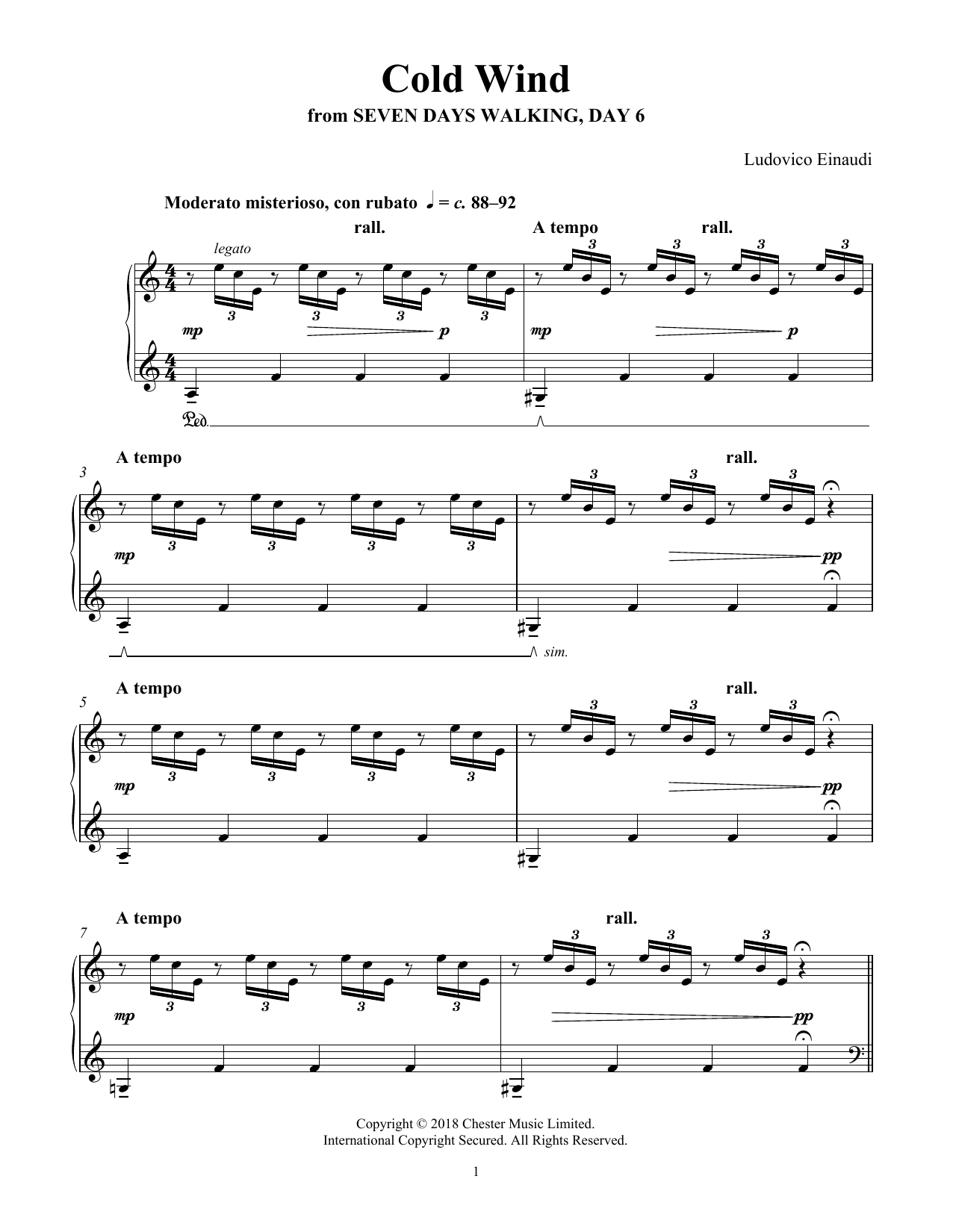 Ludovico Einaudi Cold Wind From Seven Days Walking Day 6 Sheet Music Pdf Notes Chords Classical Score Piano Solo Download Printable Sku 422871