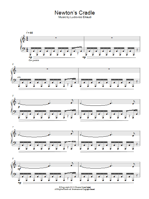 Ludovico Einaudi Newton's Cradle sheet music notes and chords. Download Printable PDF.