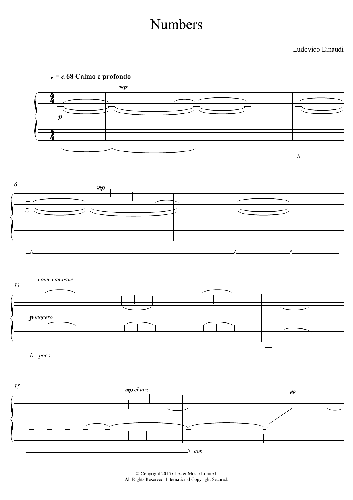 Ludovico Einaudi Numbers sheet music notes and chords. Download Printable PDF.