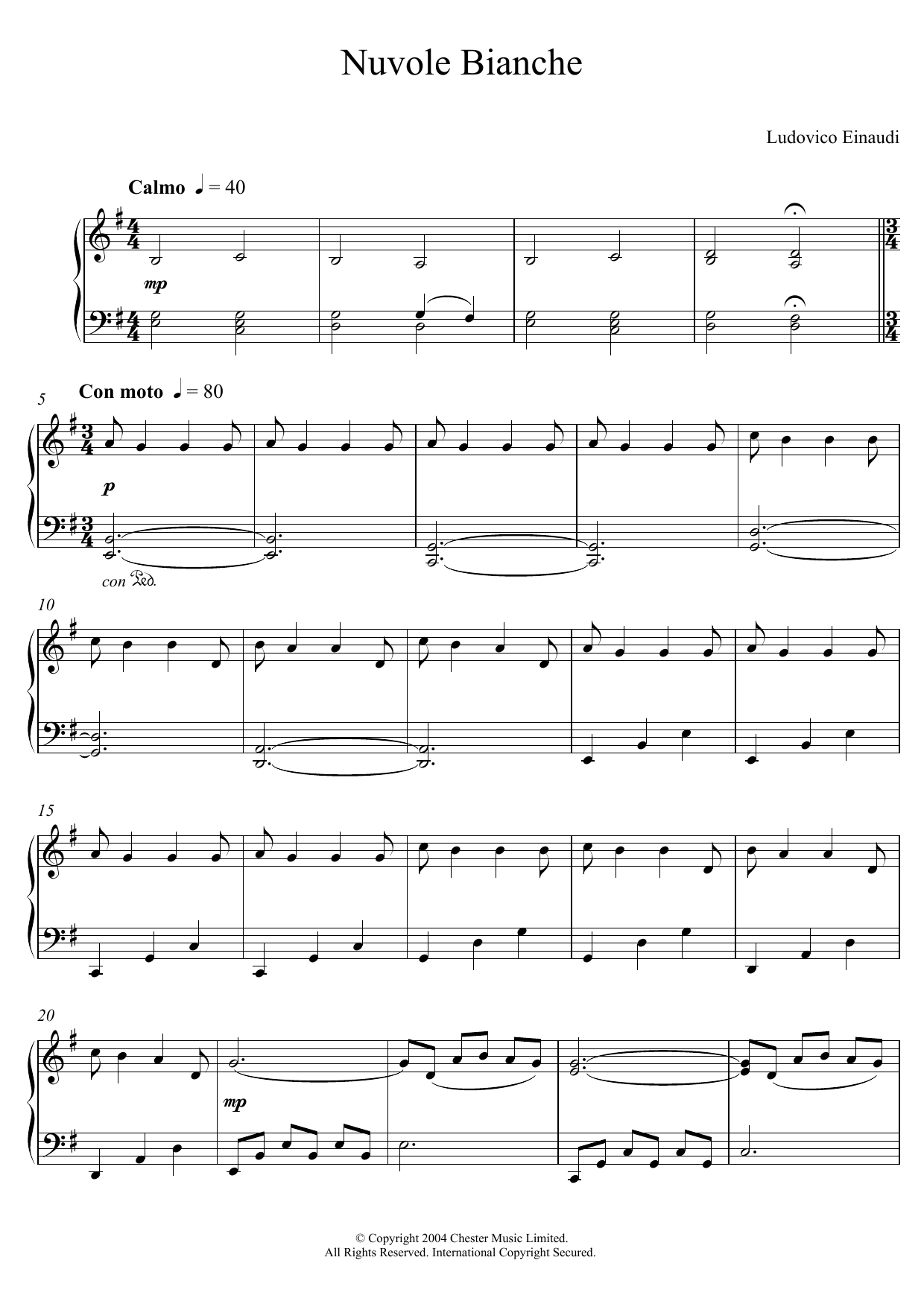 Ludovico Einaudi Nuvole Bianche sheet music notes and chords. Download Printable PDF.