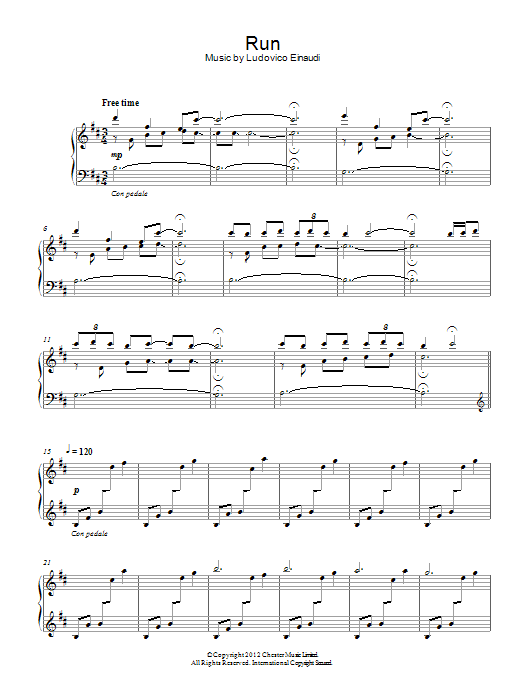 Ludovico Einaudi Run sheet music notes and chords. Download Printable PDF.