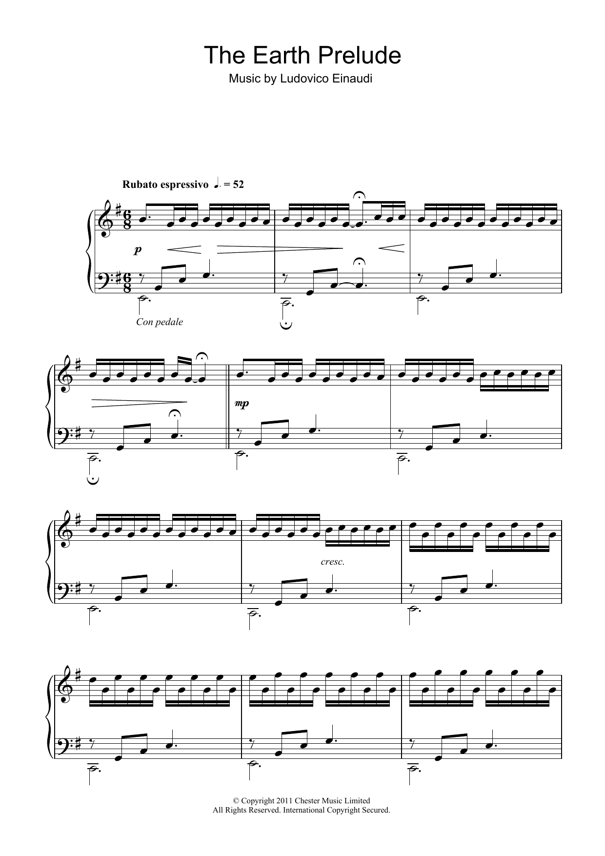 Ludovico Einaudi The Earth Prelude sheet music notes and chords. Download Printable PDF.