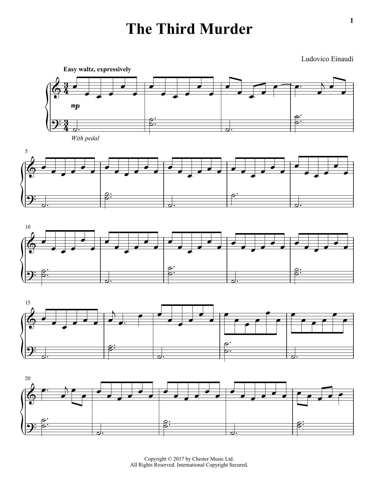 Ludovico Einaudi The Third Murder sheet music notes and chords. Download Printable PDF.