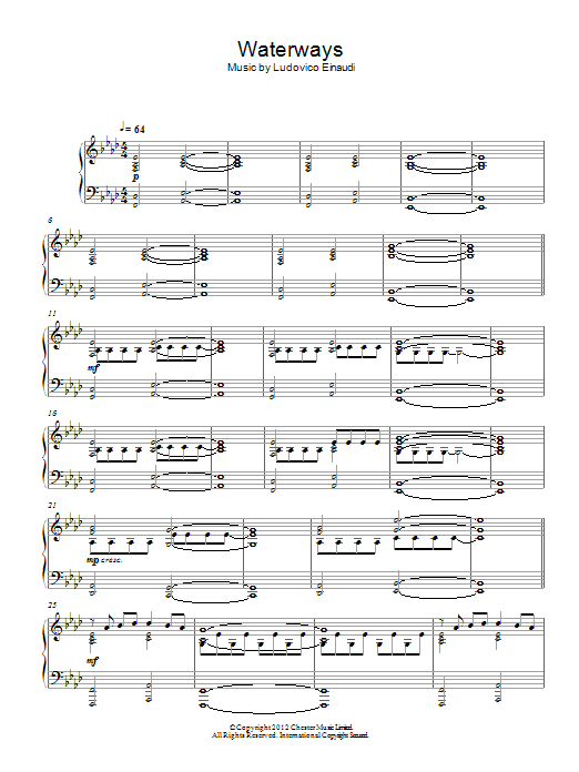 Learn to play Ludovico Einaudi Waterways sheet music for Piano Solo in minutes. Price: 7.7900$ Ludovico Einaudi Waterways sheet music notes and chords. Download Printable PDF.