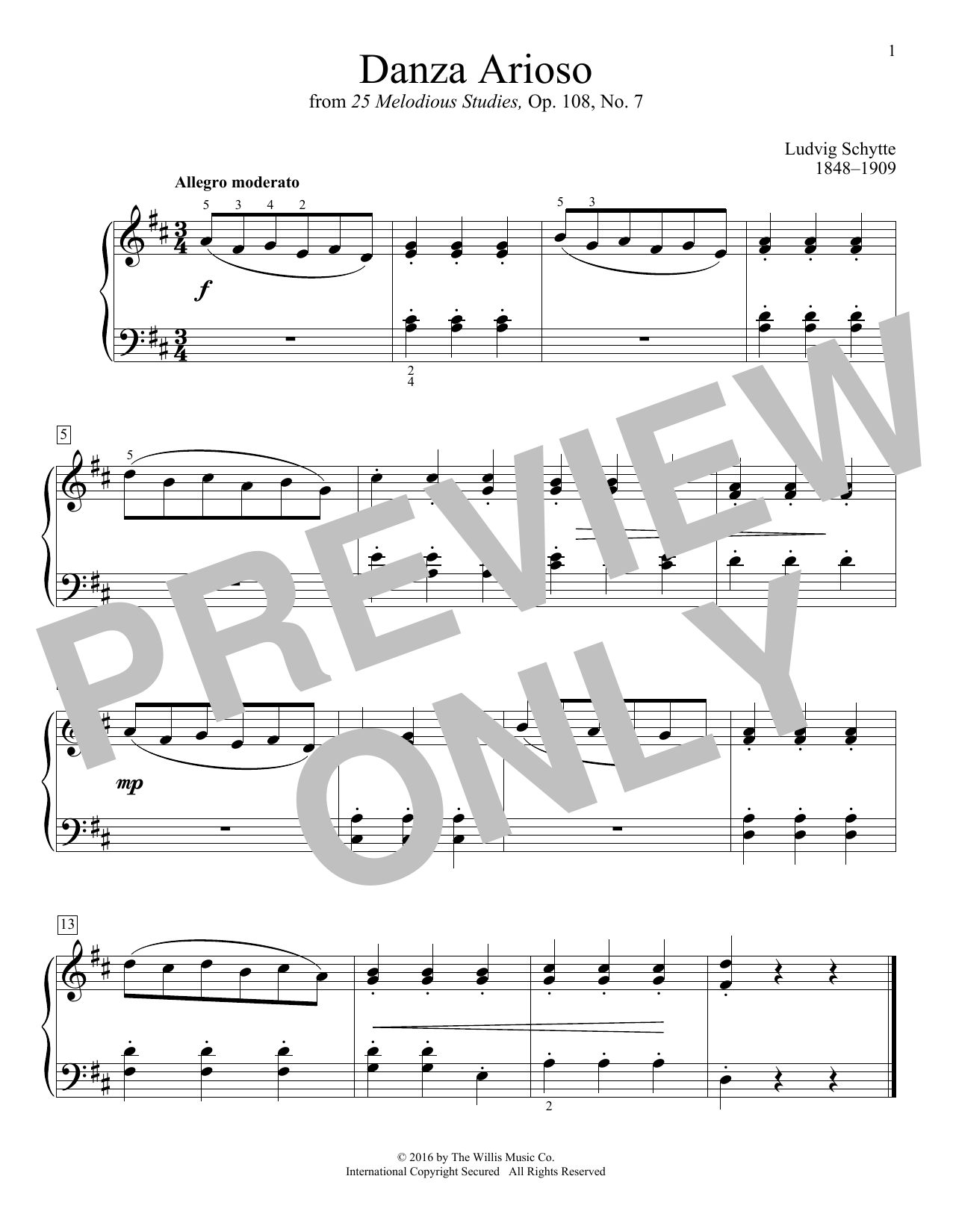 Ludvig Schytte Danza Arioso sheet music notes and chords. Download Printable PDF.