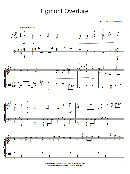 Learn to play Ludwig van Beethoven Overture To Egmont sheet music for Easy Piano in minutes. Price: 6.9900$ Ludwig van Beethoven Overture To Egmont sheet music notes and chords arranged for Easy Piano