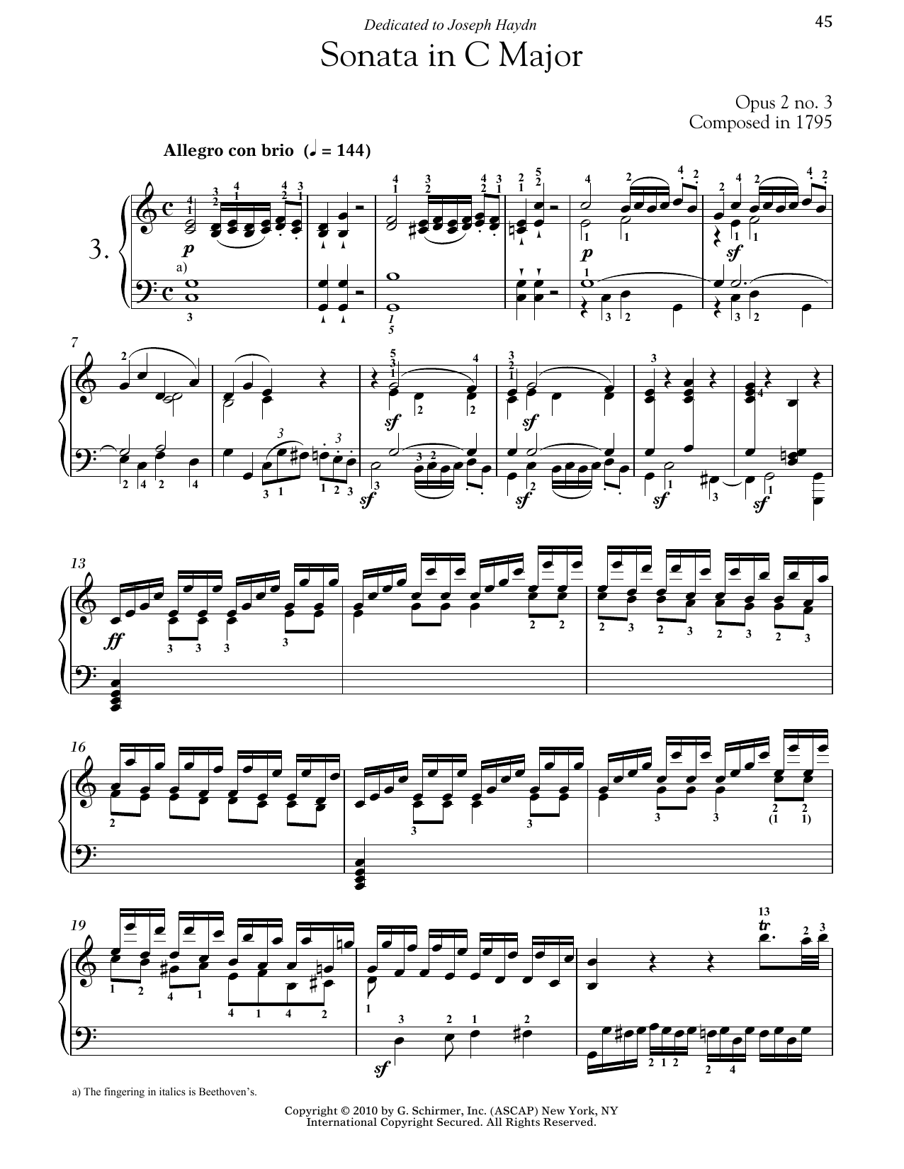 Ludwig van Beethoven Piano Sonata No. 3 In C Major, Op. 2, No. 3 sheet music notes and chords. Download Printable PDF.