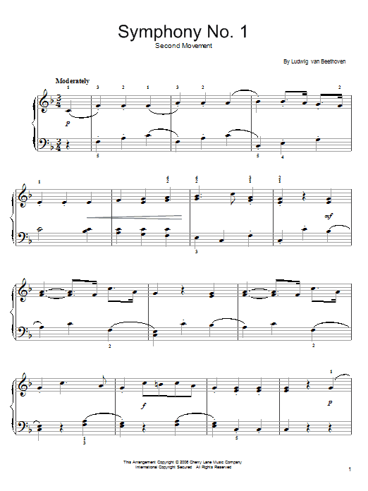 Learn to play Ludwig van Beethoven Symphony No.1 sheet music for Easy Piano in minutes. Price: 6.9900$ Ludwig van Beethoven Symphony No.1 sheet music notes and chords arranged for Easy Piano
