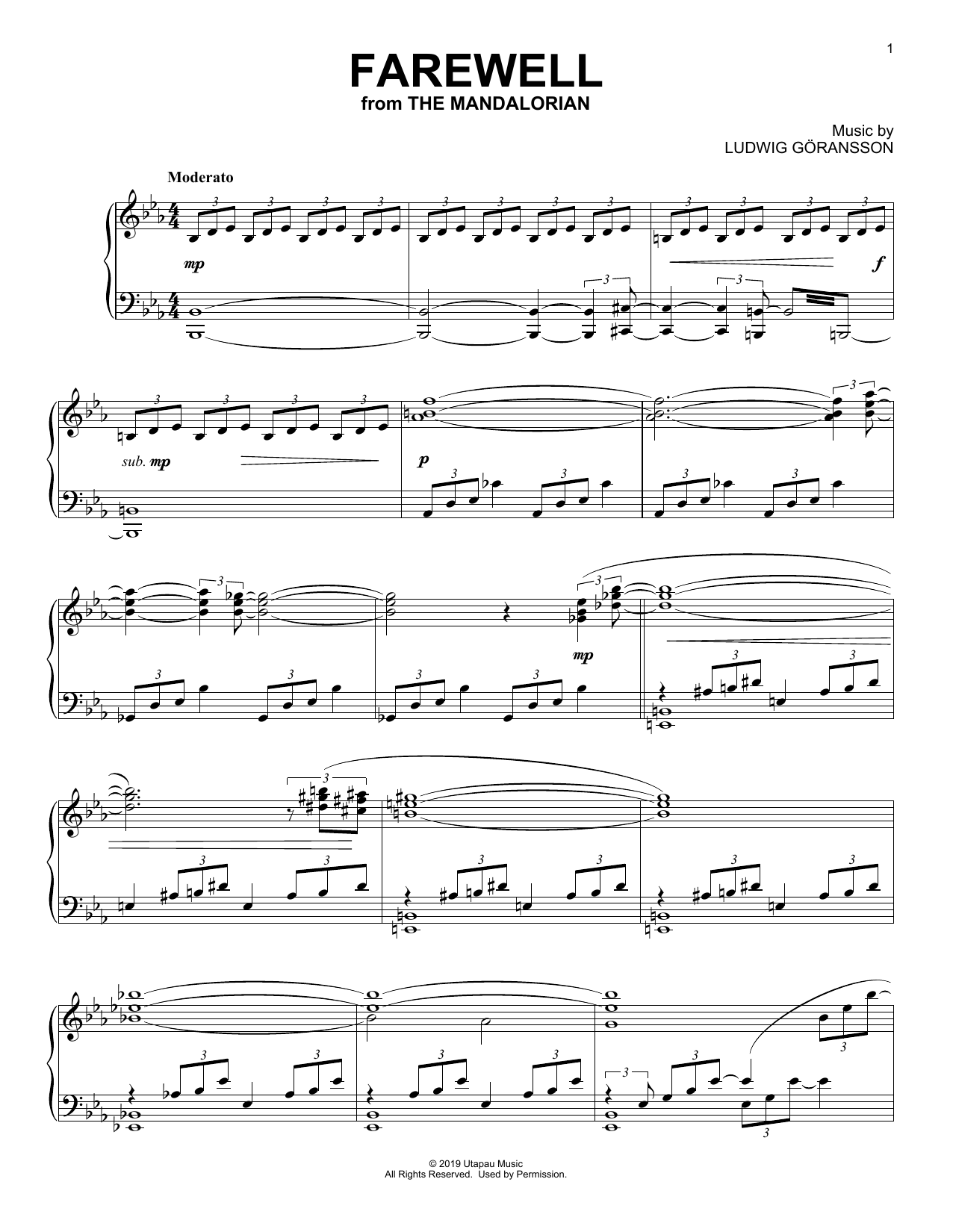 Learn to play Ludwig Goransson Farewell (from Star Wars: The Mandalorian) sheet music for Piano Solo in minutes. Price: 7.8900$ Ludwig Goransson Farewell (from Star Wars: The Mandalorian) sheet music notes and chords arranged for Piano Solo