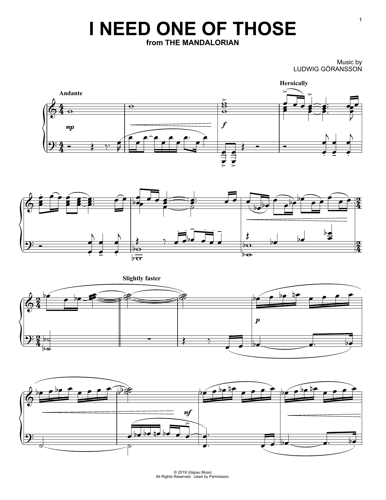 Learn to play Ludwig Goransson I Need One Of Those (from Star Wars: The Mandalorian) sheet music for Piano Solo in minutes. Price: 7.8900$ Ludwig Goransson I Need One Of Those (from Star Wars: The Mandalorian) sheet music notes and chords arranged for Piano Solo