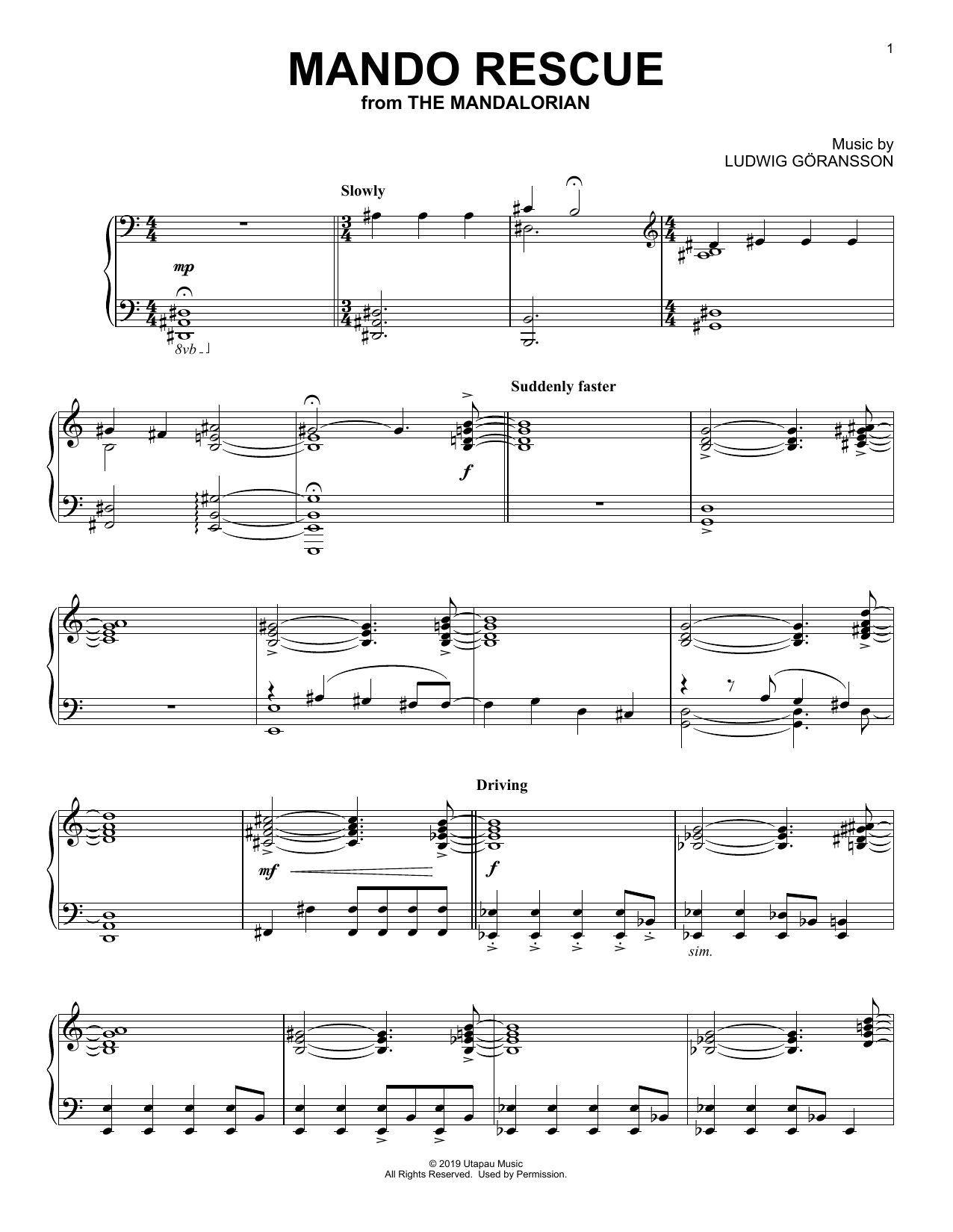 Learn to play Ludwig Goransson Mando Rescue (from Star Wars: The Mandalorian) sheet music for Piano Solo in minutes. Price: 7.8900$ Ludwig Goransson Mando Rescue (from Star Wars: The Mandalorian) sheet music notes and chords arranged for Piano Solo