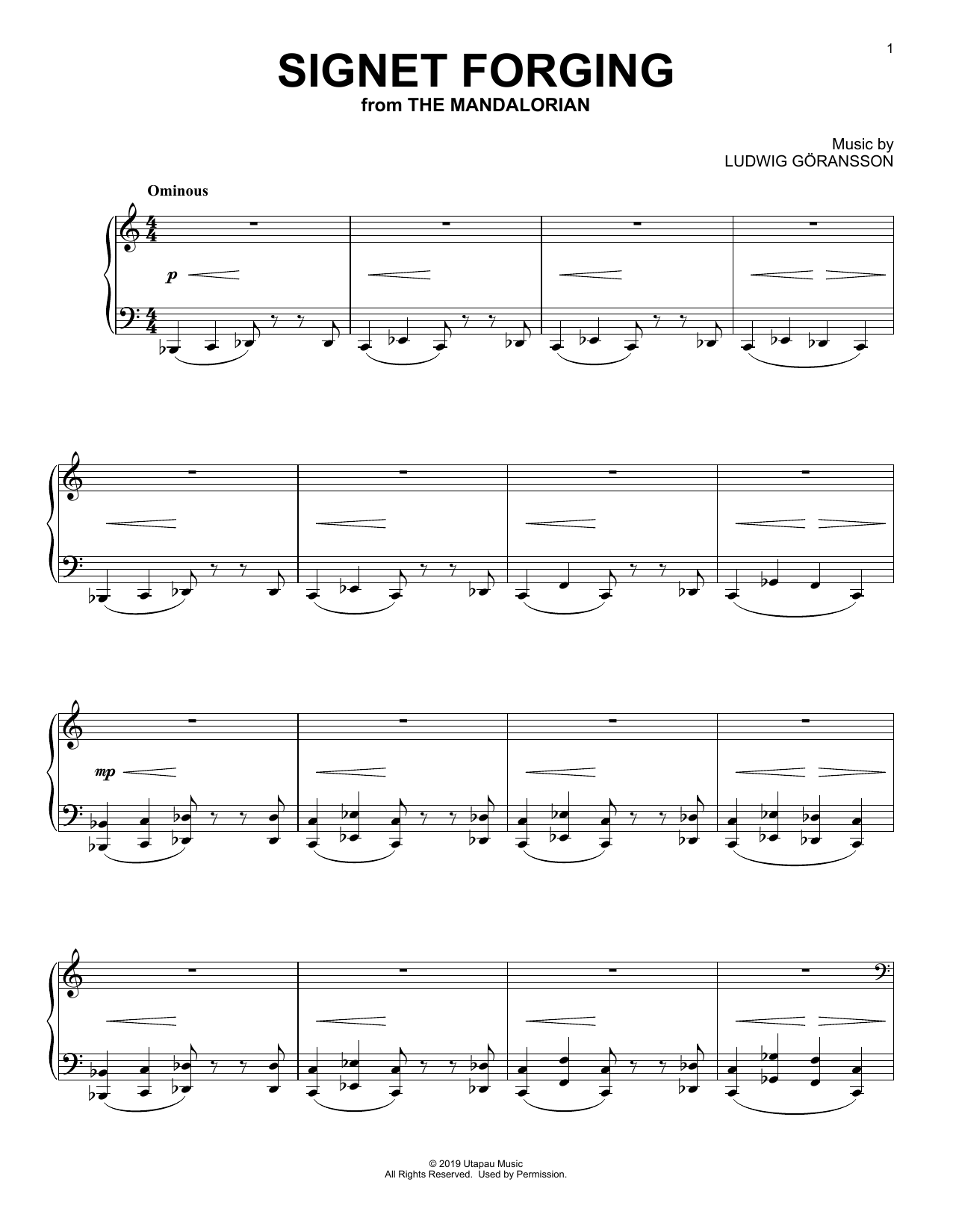Learn to play Ludwig Goransson Signet Forging (from Star Wars: The Mandalorian) sheet music for Piano Solo in minutes. Price: 7.8900$ Ludwig Goransson Signet Forging (from Star Wars: The Mandalorian) sheet music notes and chords arranged for Piano Solo