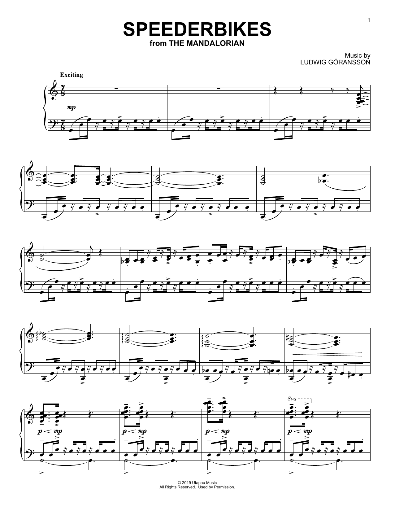 Learn to play Ludwig Goransson Speederbikes (from Star Wars: The Mandalorian) sheet music for Piano Solo in minutes. Price: 7.8900$ Ludwig Goransson Speederbikes (from Star Wars: The Mandalorian) sheet music notes and chords arranged for Piano Solo