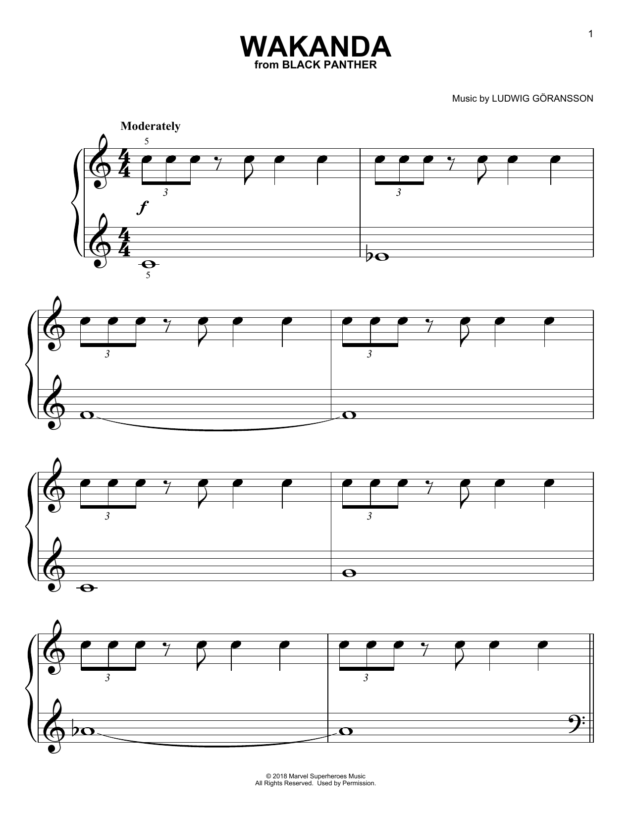 Learn to play Ludwig Goransson Wakanda (from Black Panther) sheet music for Big Note Piano in minutes. Price: 6.9900$ Ludwig Goransson Wakanda (from Black Panther) sheet music notes and chords arranged for Big Note Piano