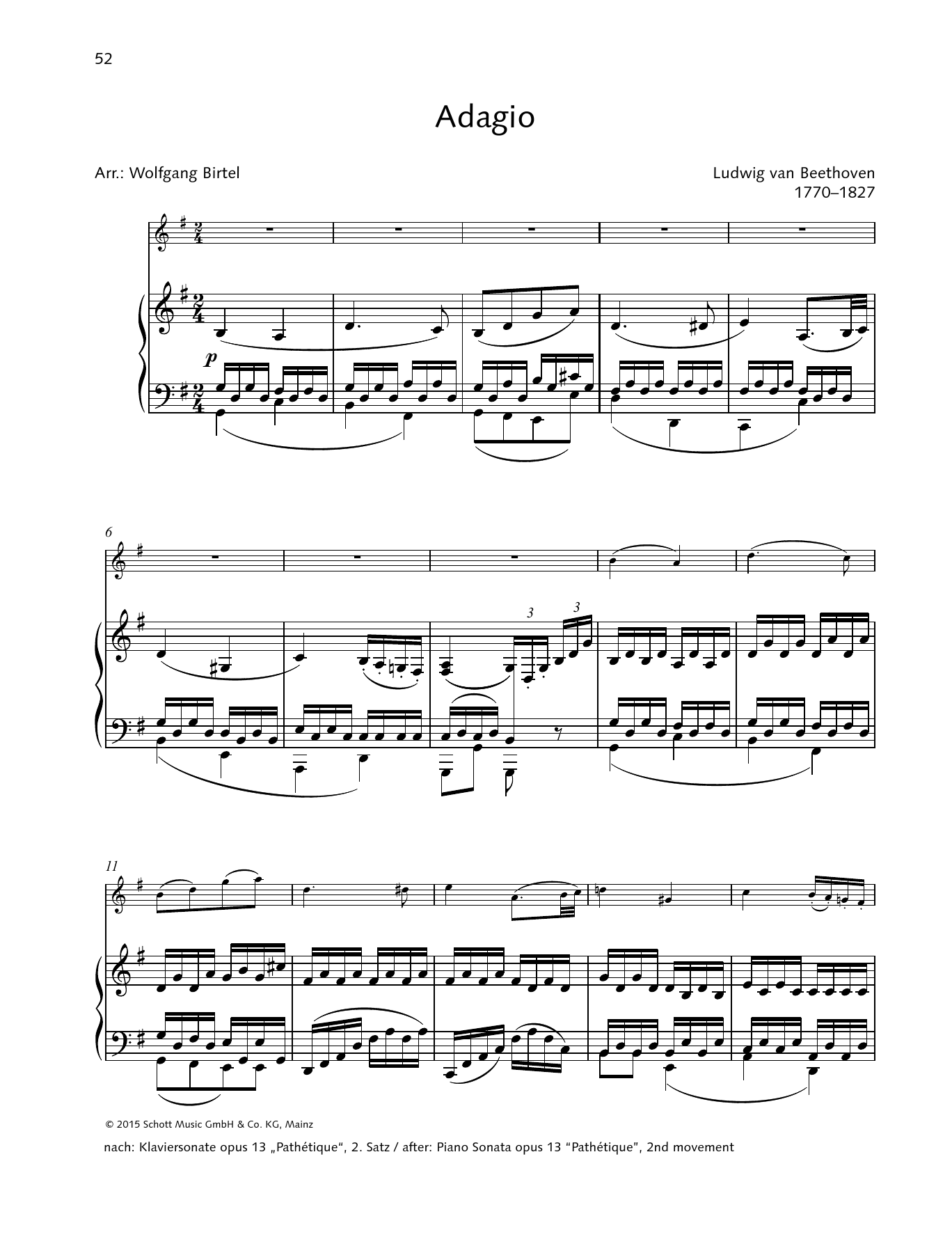 Ludwig van Beethoven Adagio sheet music notes and chords. Download Printable PDF.