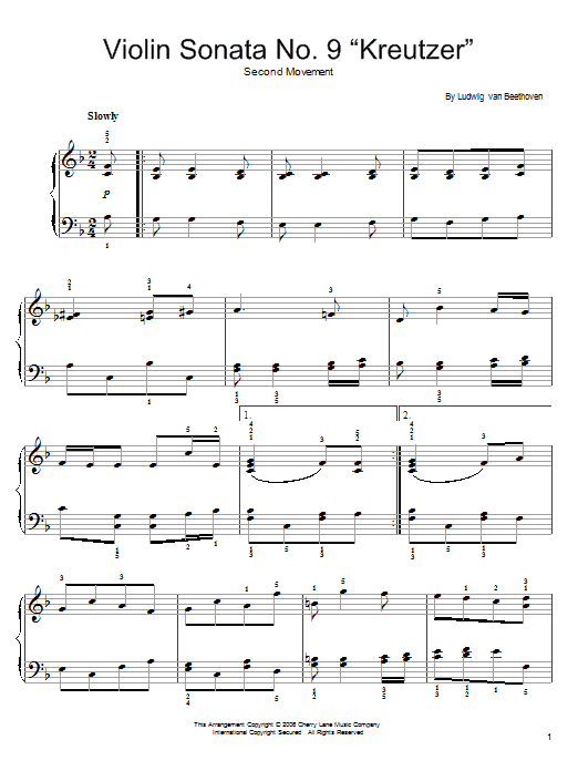 Ludwig van Beethoven "Andante from Violin Sonata No. (Kreutzer)" Sheet Music PDF Notes, Chords | Classical Score Easy Piano Download Printable. SKU: 57227