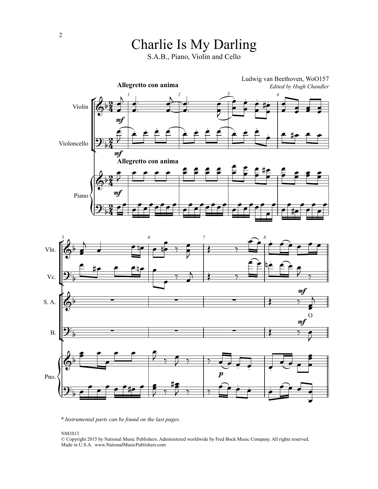 Ludwig van Beethoven 'Charlie Is My Darling (ed. Hugh Chandler)' Sheet