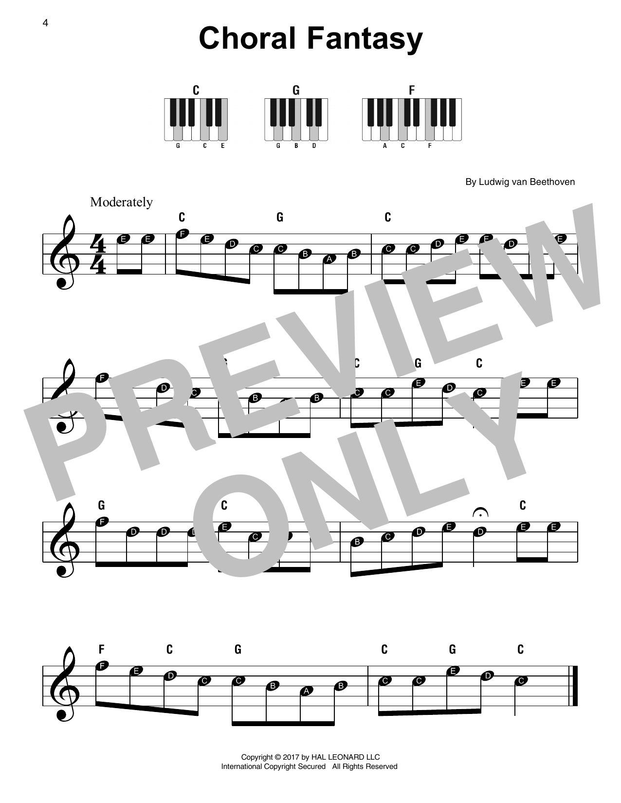 Learn to play Ludwig van Beethoven Choral Fantasy sheet music for Super Easy Piano in minutes. Price: 5.9900$ Ludwig van Beethoven Choral Fantasy sheet music notes and chords arranged for Super Easy Piano
