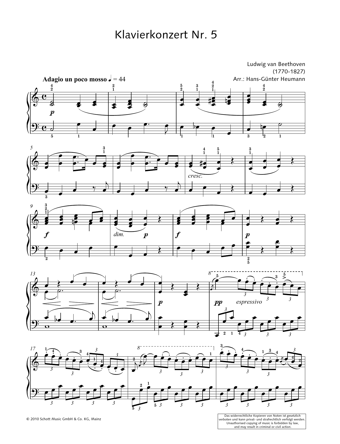 Learn to play Ludwig van Beethoven Concerto for Piano and Orchestra No. 5 in E-flat major sheet music for Piano Solo in minutes. Price: 6.9900$ Ludwig van Beethoven Concerto for Piano and Orchestra No. 5 in E-flat major sheet music notes and chords arranged for Piano Solo