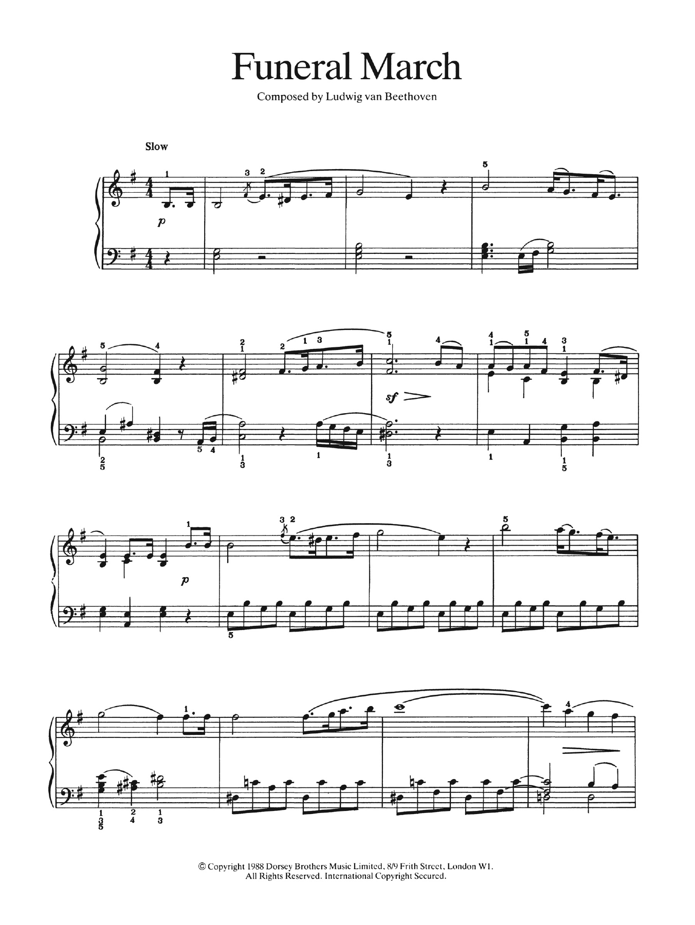 Ludwig van Beethoven Funeral March sheet music notes and chords. Download Printable PDF.