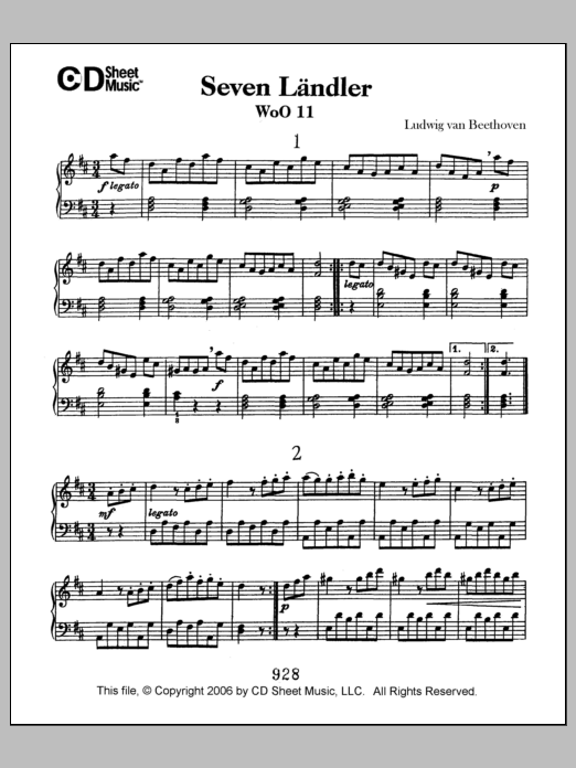 Learn to play Ludwig van Beethoven Landler (7), Woo 11 sheet music for Piano Solo in minutes. Price: 6.9900$ Ludwig van Beethoven Landler (7), Woo 11 sheet music notes and chords arranged for Piano Solo
