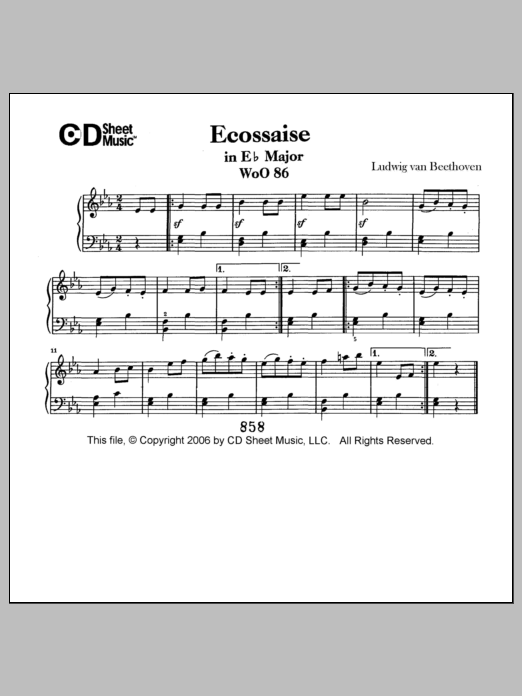 Learn to play Ludwig van Beethoven Minuet In E-flat Major, Woo 82 sheet music for Piano Solo in minutes. Price: 6.9900$ Ludwig van Beethoven Minuet In E-flat Major, Woo 82 sheet music notes and chords arranged for Piano Solo